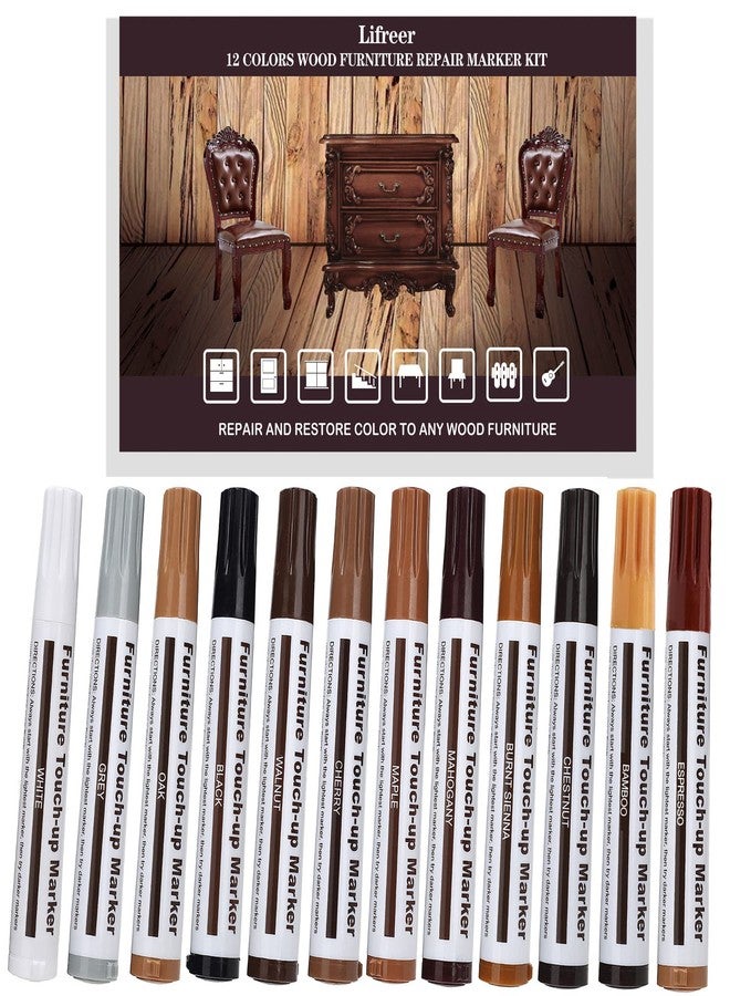 Lifreer Revolutionary Furniture Touch Up Markers, 12 Colors Wood Scratch Repair Markers Kit - Perfect for Stains, Scratches, Wood Floors, Tables, and Bedposts - Easy to Use and Long-Lasting Results! - Image 1